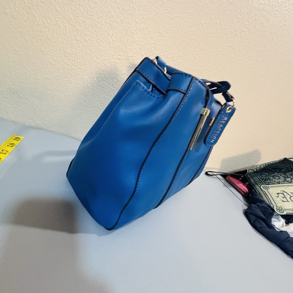 Kenneth Cole Reaction Blue Golf Purse Handbag Bag Roomy Double Handle Zip Clean - Picture 5 of 16